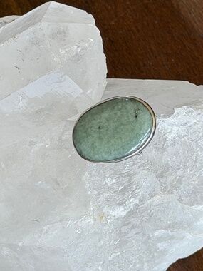 Green Jade Pendant/Brooch Sterling Silver Setting Vintage